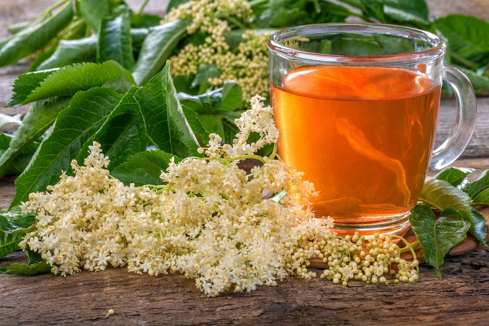 Cleansing tea on a rustic wooden table