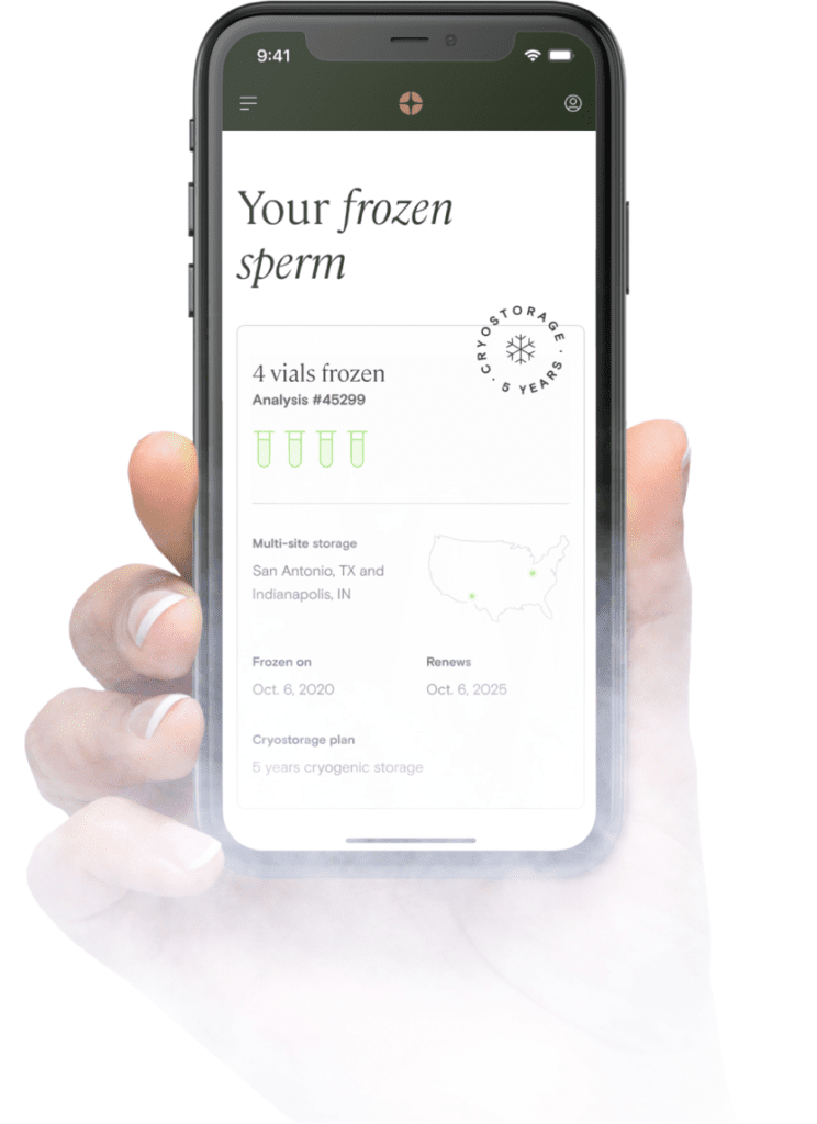 Sperm freezing result page on mobile phone