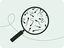 Magnifying glass looking at sperm