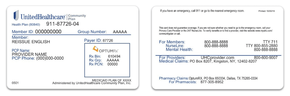 United Health Car insurance cars - front and back