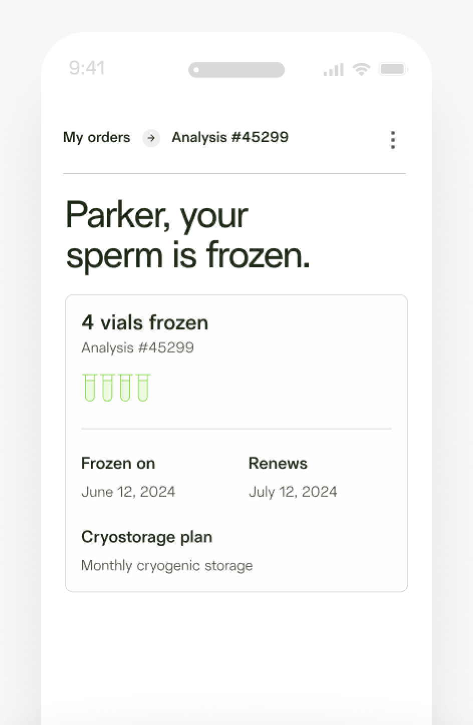 Sperm Storage Results Page