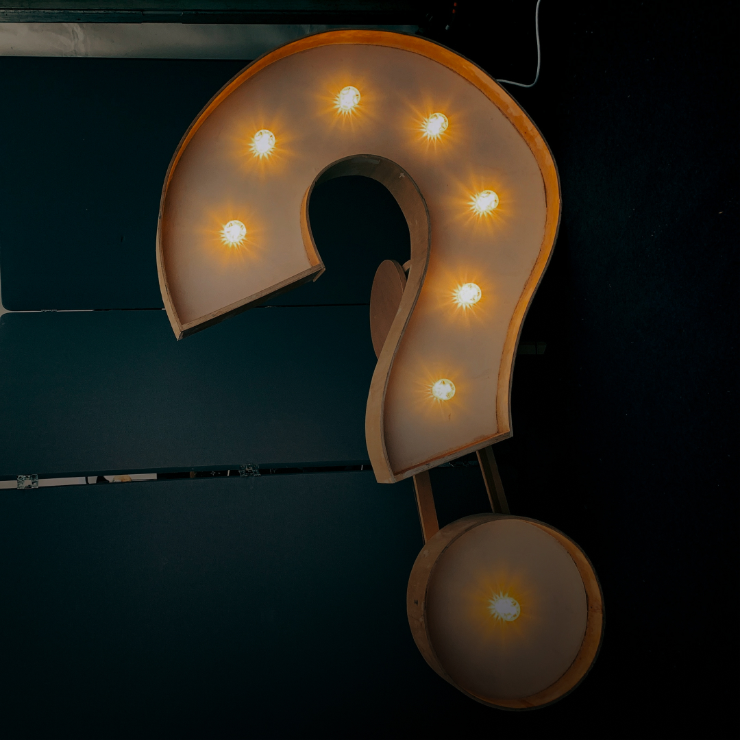 3D question mark with lights